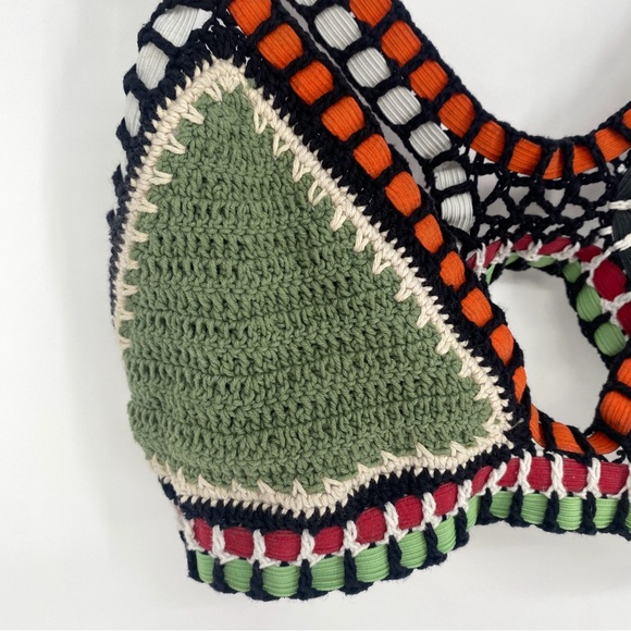 BEACH JOY | Boho Crochet Triangle Bikini Top Swimsuit in Green | S - Picture 3 of 8